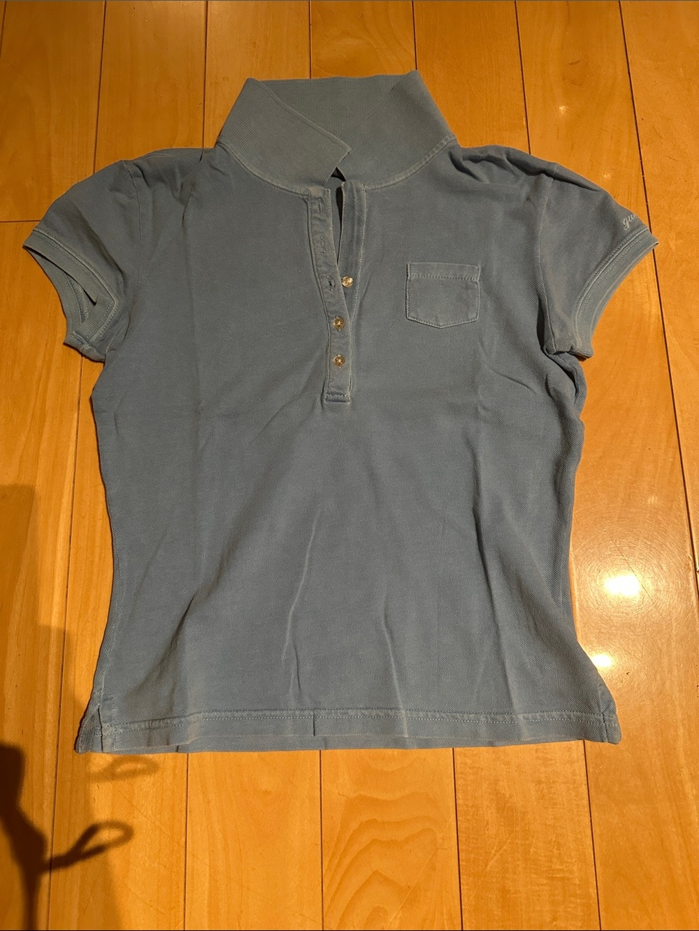 Guess Women's Short Sleeve Polo Top in Dusty Blue
